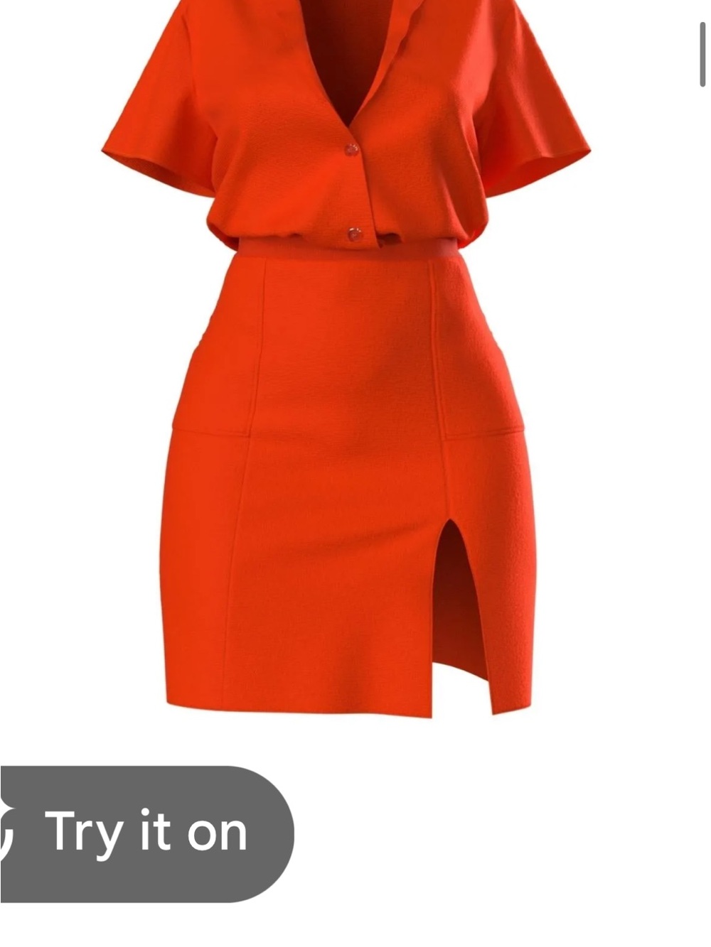 NEW HANIFA Red Short-Sleeve Button Top & Skirt Set